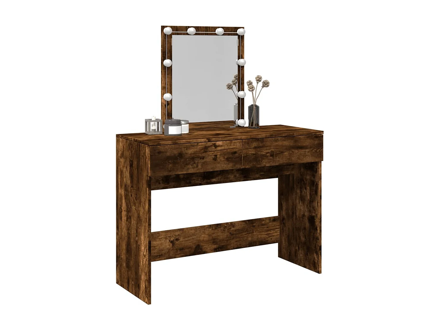 Coiffeuse avec LED chêne fumé 100x40x130 cm FR346445