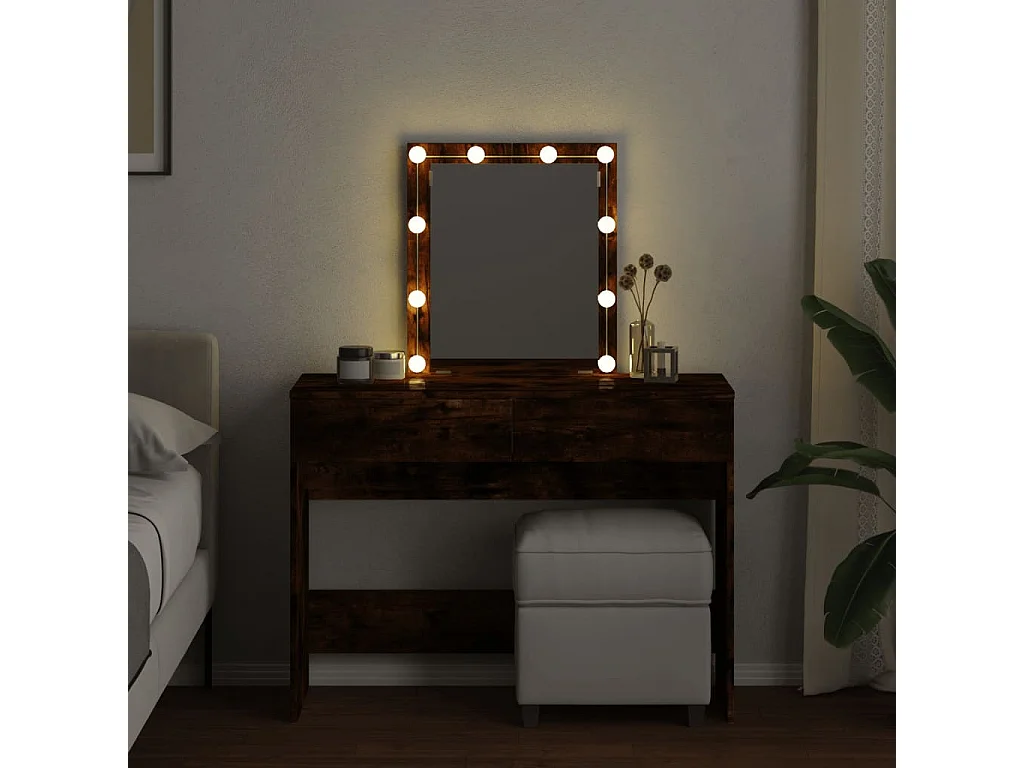 Toucador com LED 100x40x130 cm carvalho fumado PT759173