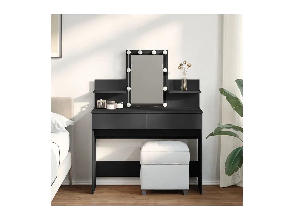 Coiffeuse avec LED noir 100x40x130 cm FR767081