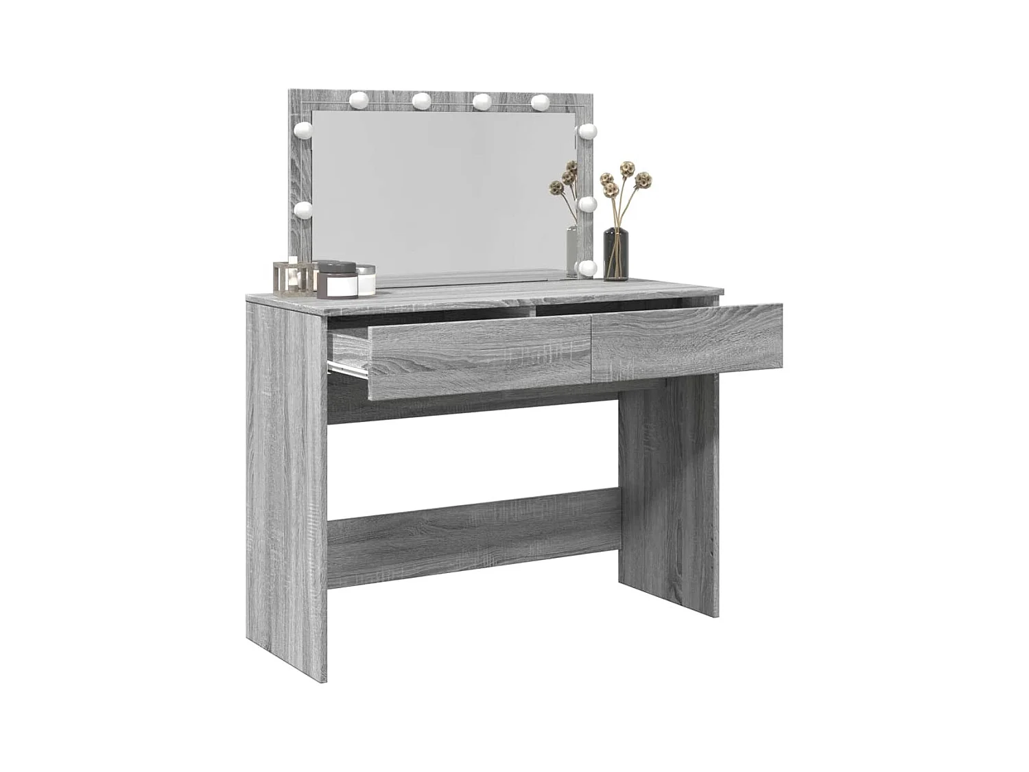 Coiffeuse avec LED sonoma gris 100x40x120 cm FR727129