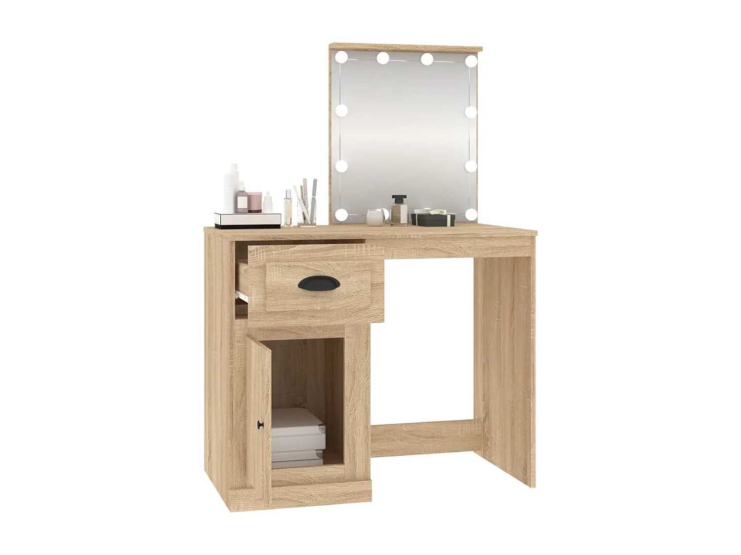 Kaptafel met LED 90x50x132,5 cm bewerkt hout sonoma eikenkleur BE719389