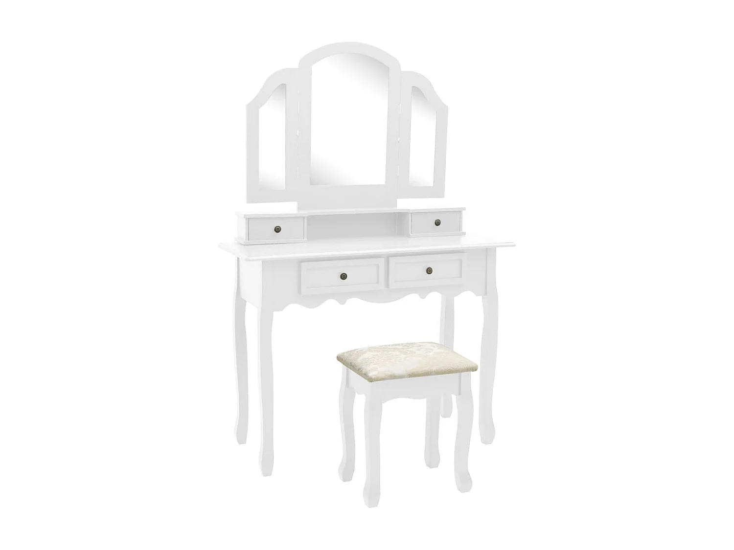 Kaptafelset met kruk 100x40x146 cm paulowniahout wit BE120546