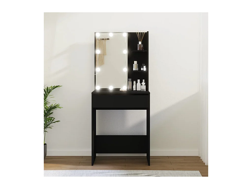 Coiffeuse avec LED Noir 60x40x140 cm FR336821