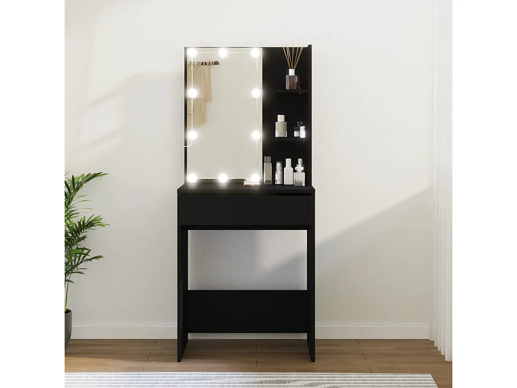 Coiffeuse avec LED Noir 60x40x140 cm FR336821