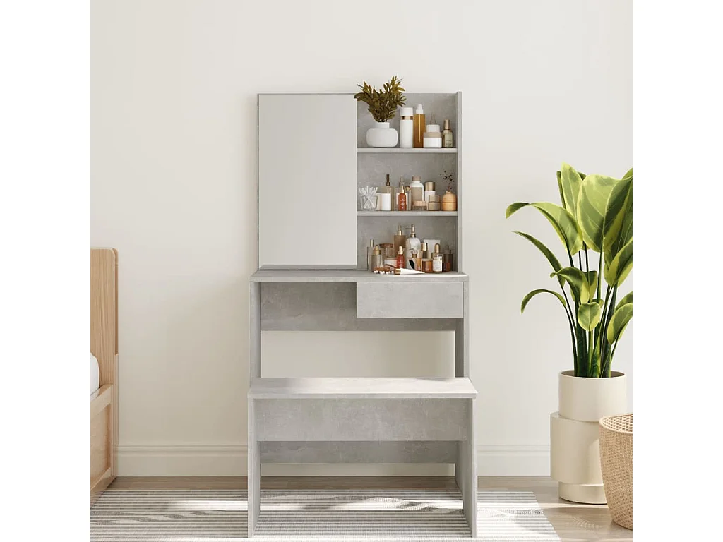 Coiffeuse avec miroir Gris béton 74,5x40x141 cm FR875974