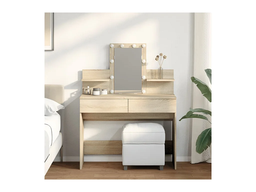 Coiffeuse avec LED chêne sonoma 100x40x130 cm FR919154
