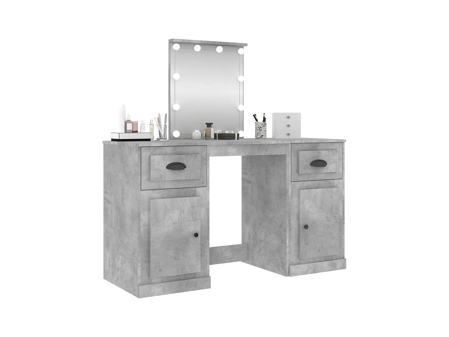 Toucador com luzes LED 130x50x132,5 cm cinzento cimento PT779026