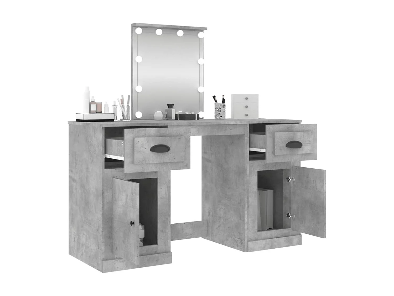 Coiffeuse avec LED gris béton 130x50x132,5 cm FR562684