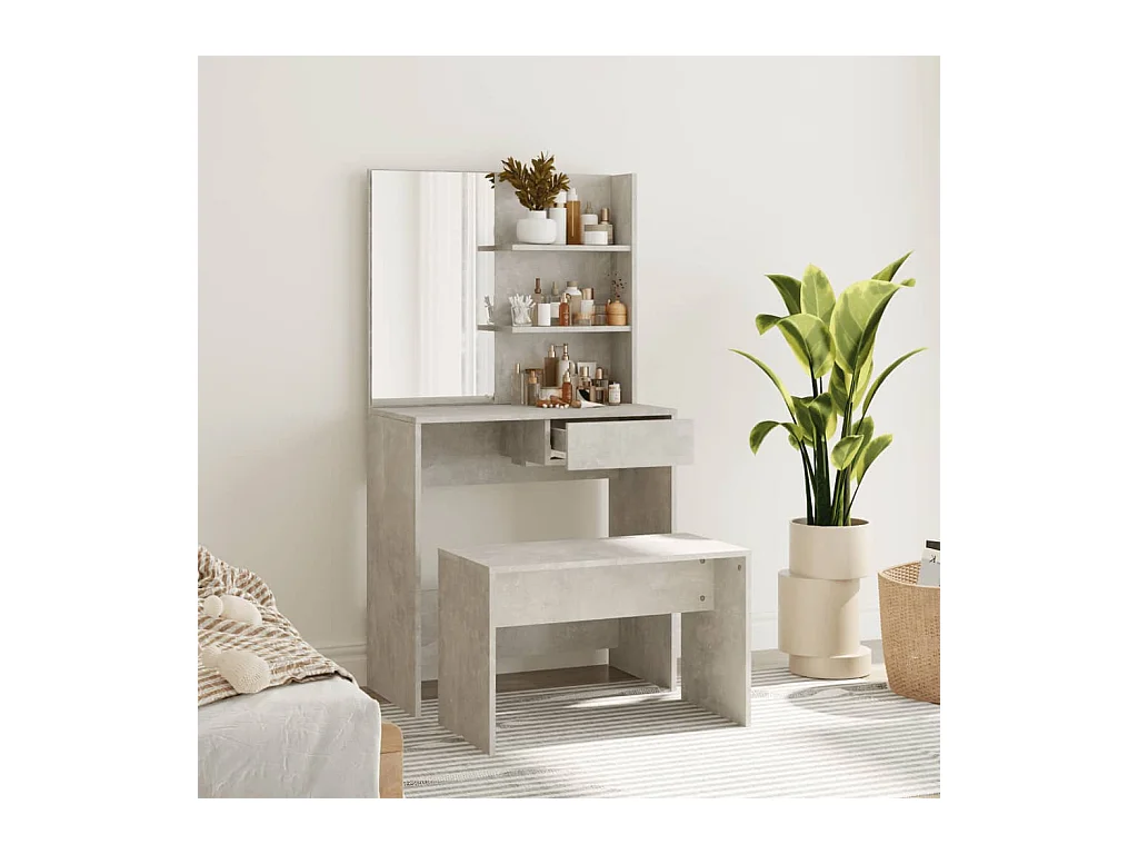 Ensemble de coiffeuse Gris béton 74,5x40x141 cm FR575834