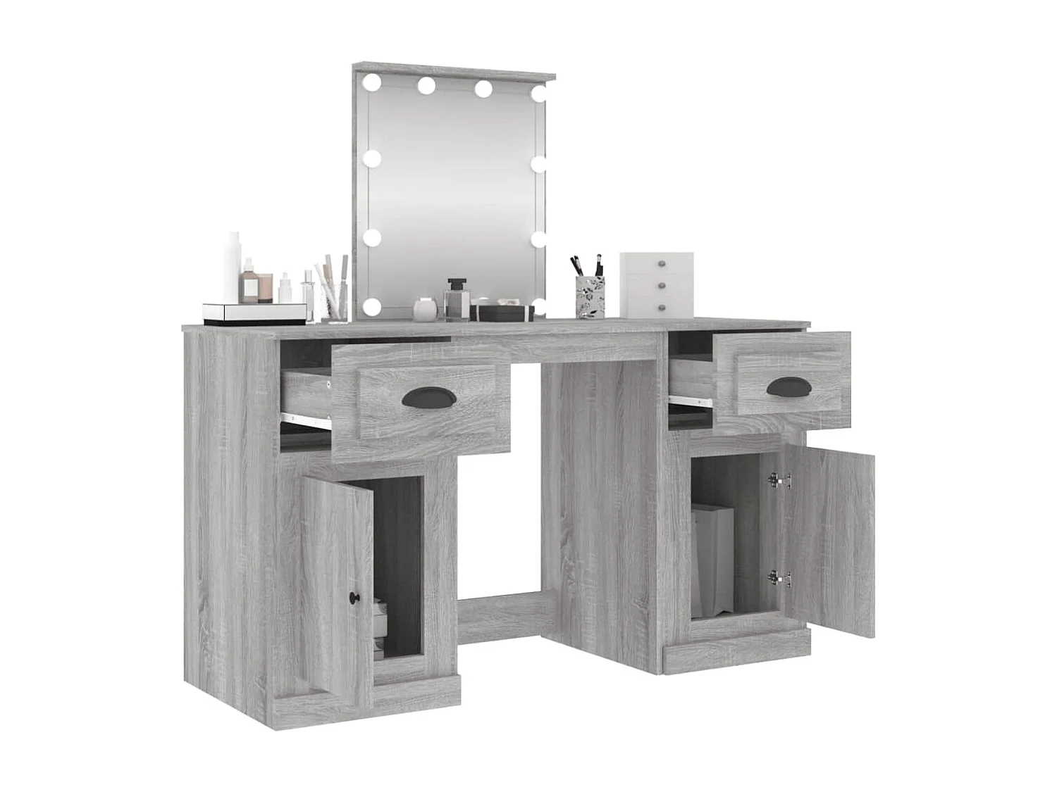 Kaptafel met LED-verlichting 130x50x132,5 cm grijs sonoma eiken BE407901