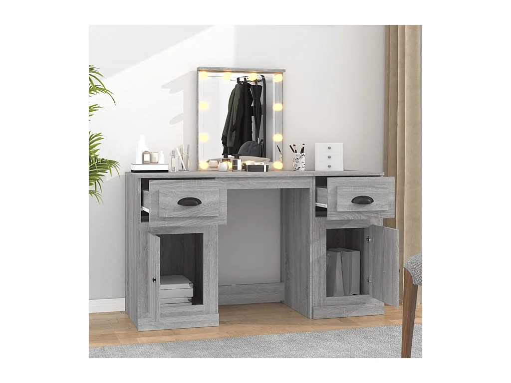Coiffeuse avec LED sonoma gris 130x50x132,5 cm FR202162