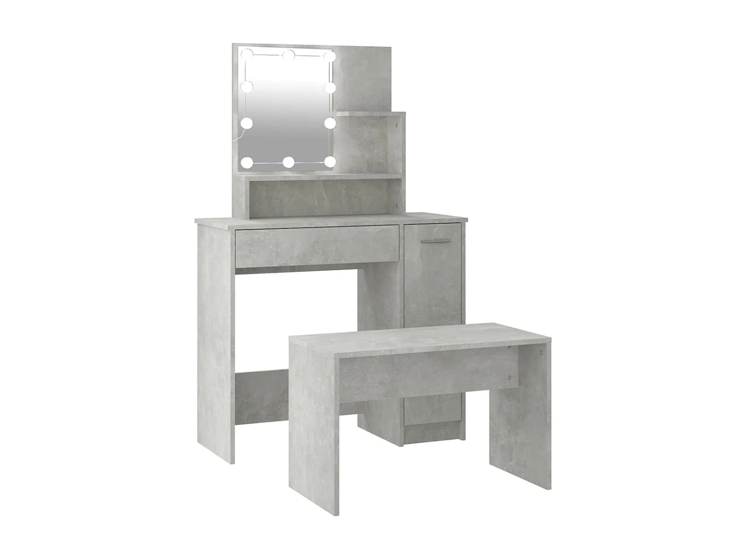 Ensemble de coiffeuse avec LED Gris béton Bois d'ingénierie FR356856