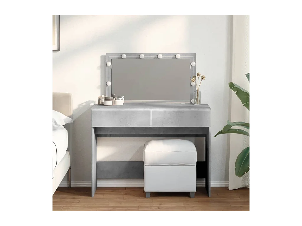 Coiffeuse avec LED gris béton 100x40x120 cm FR367188