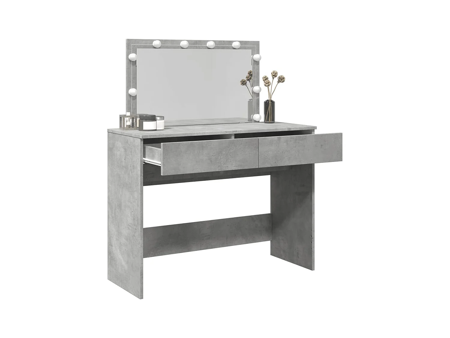 Coiffeuse avec LED gris béton 100x40x120 cm FR367188