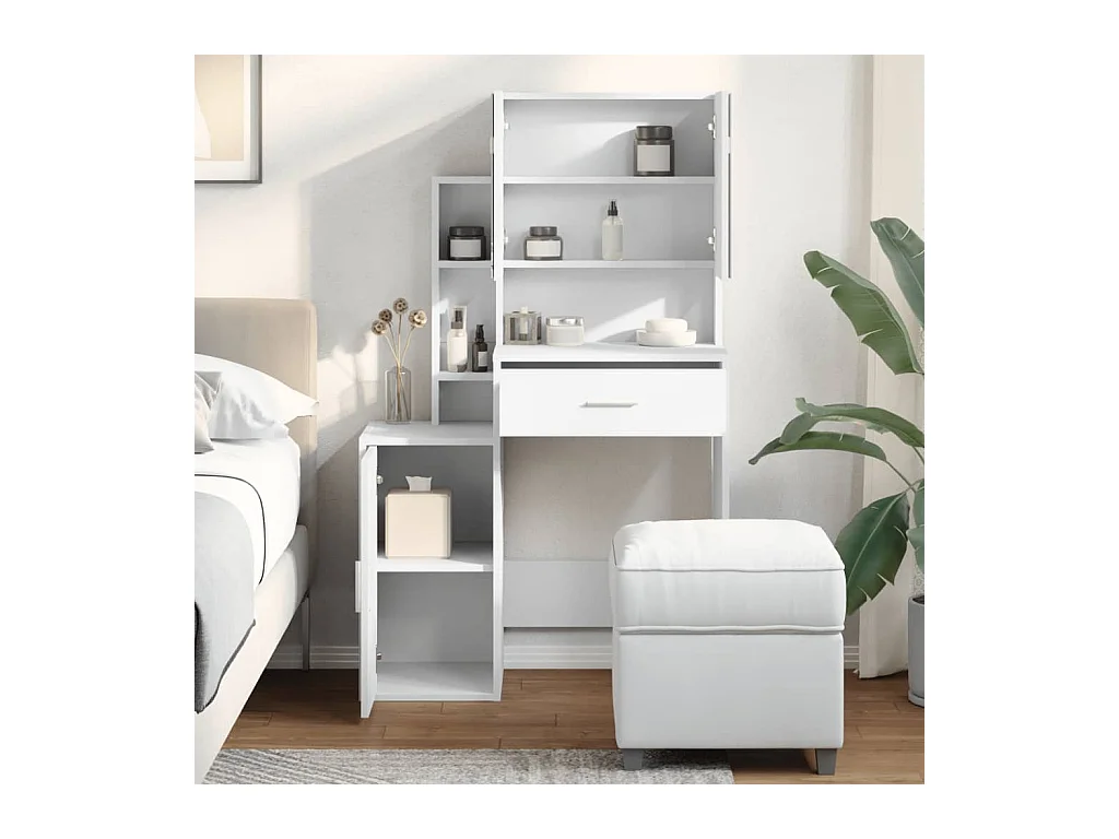 Coiffeuse avec armoire blanc 80x35x132 cm FR231513