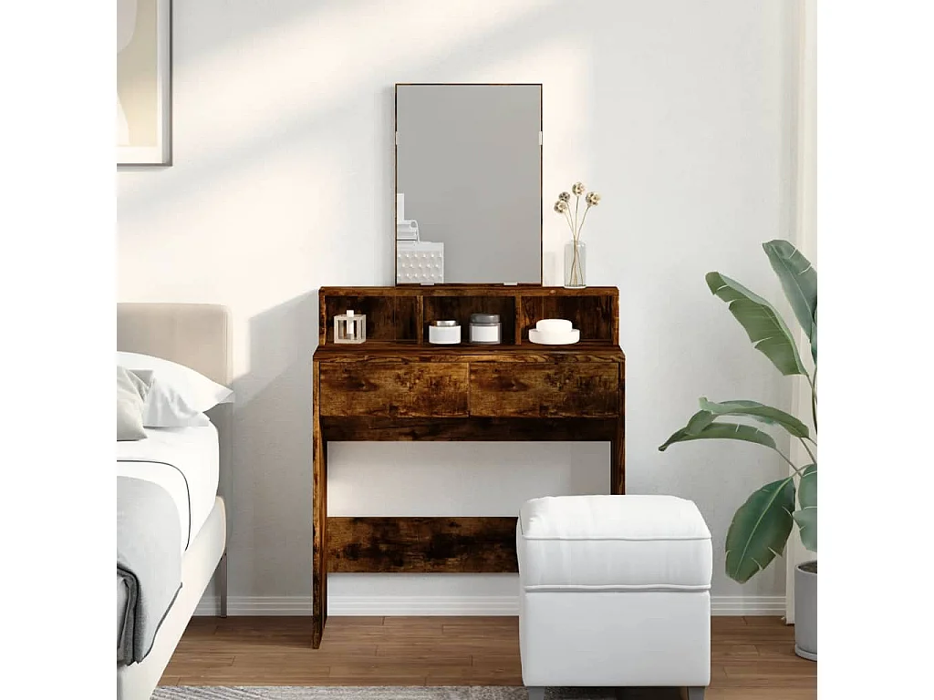 Coiffeuse avec miroir chêne fumé 80x41x144,5 cm FR147647