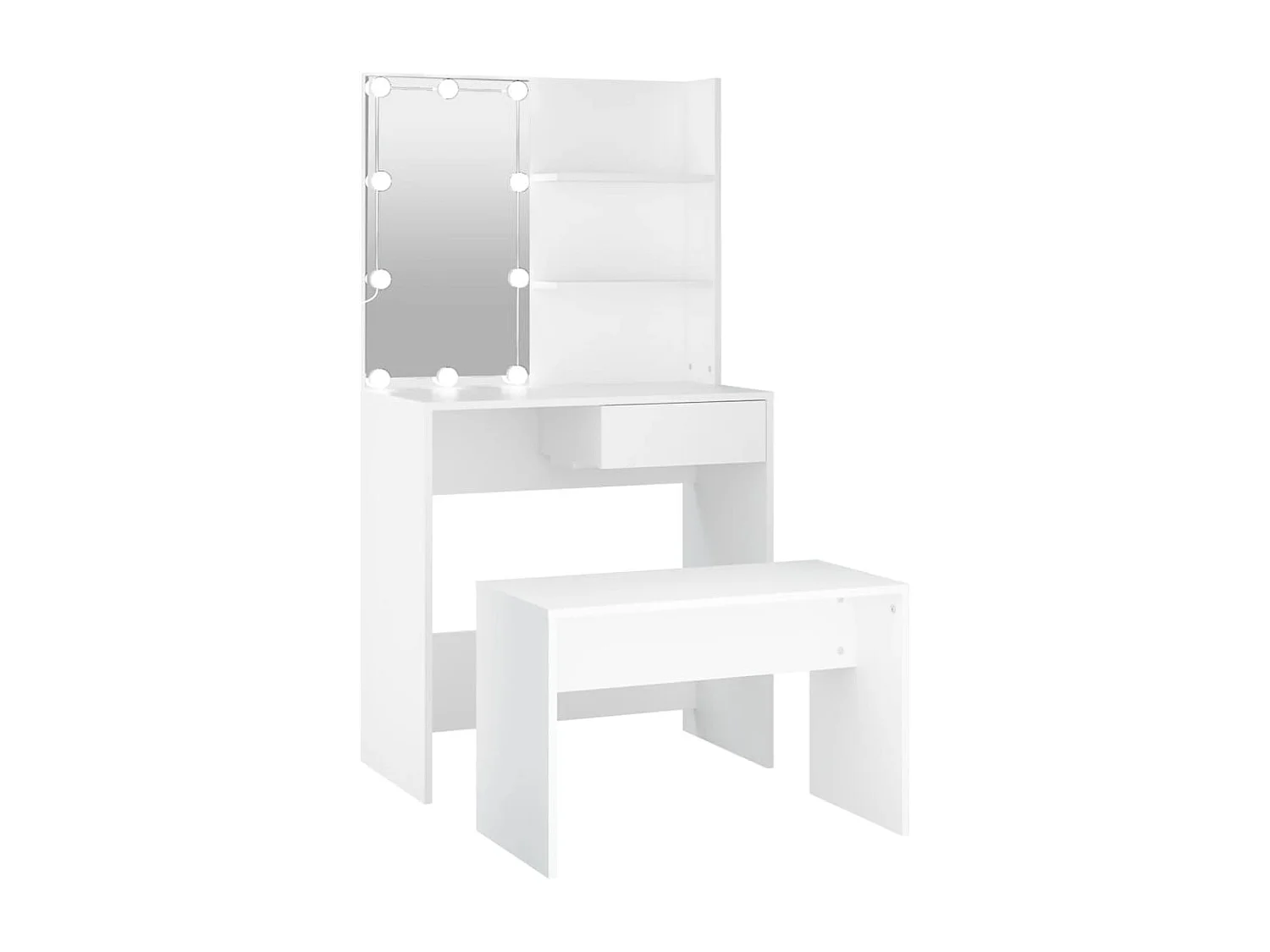 Ensemble de coiffeuse avec LED Blanc Bois d'ingénierie FR144822