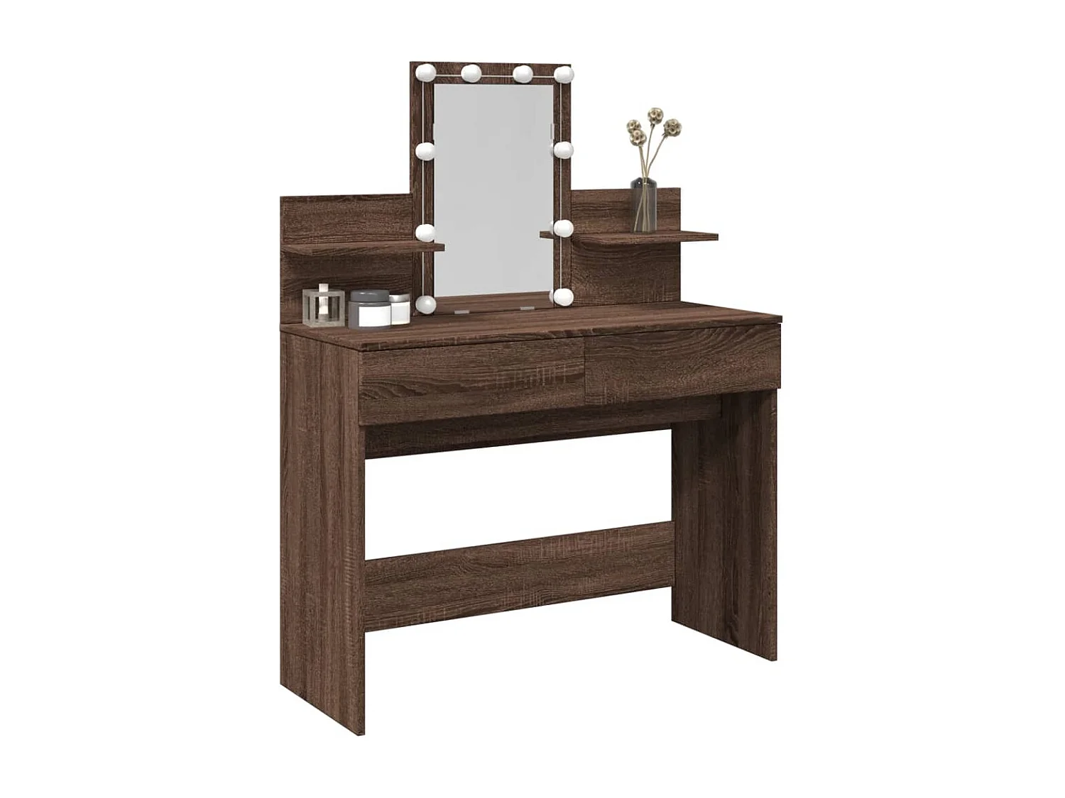 Coiffeuse avec LED chêne marron 100x40x130 cm FR244509