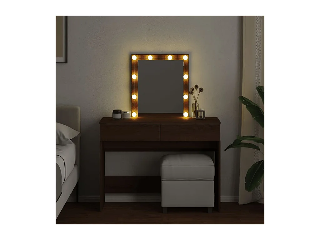 Coiffeuse avec LED chêne marron 100x40x130 cm FR756236