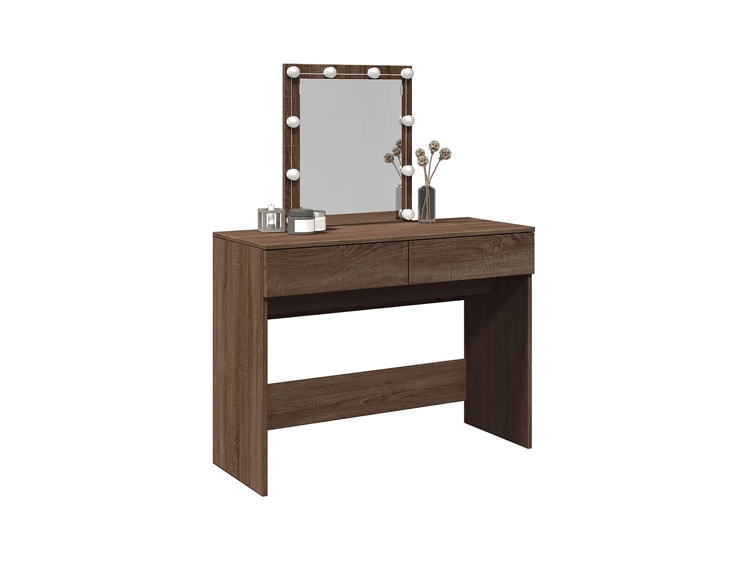 Coiffeuse avec LED chêne marron 100x40x130 cm FR756236