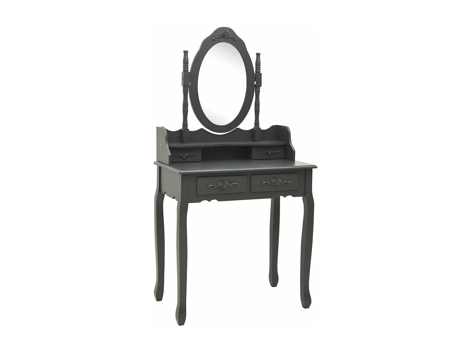 Ensemble de coiffeuse avec tabouret Gris 75x69x140 cm Paulownia FR562731