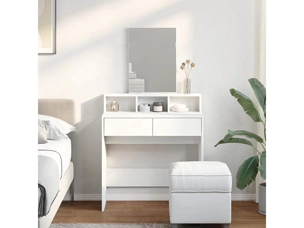 Coiffeuse avec miroir blanc 80x41x144,5 cm FR627430