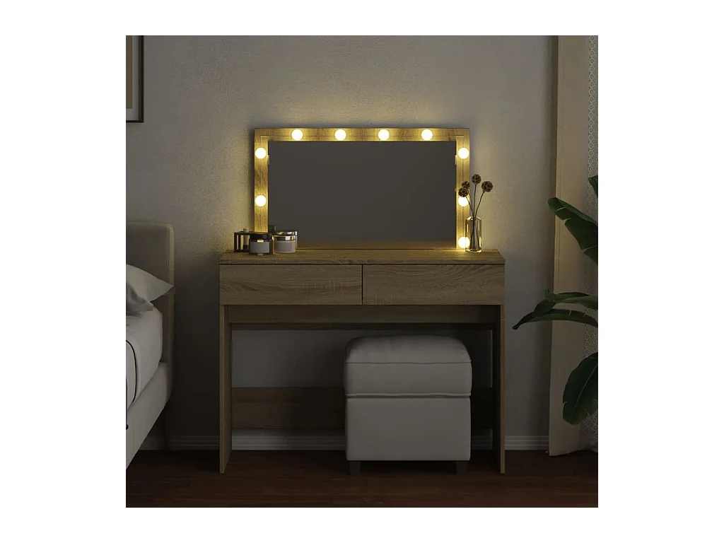Coiffeuse avec LED chêne sonoma 100x40x120 cm FR749241