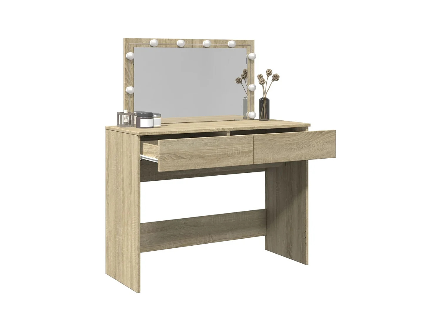 Coiffeuse avec LED chêne sonoma 100x40x120 cm FR749241