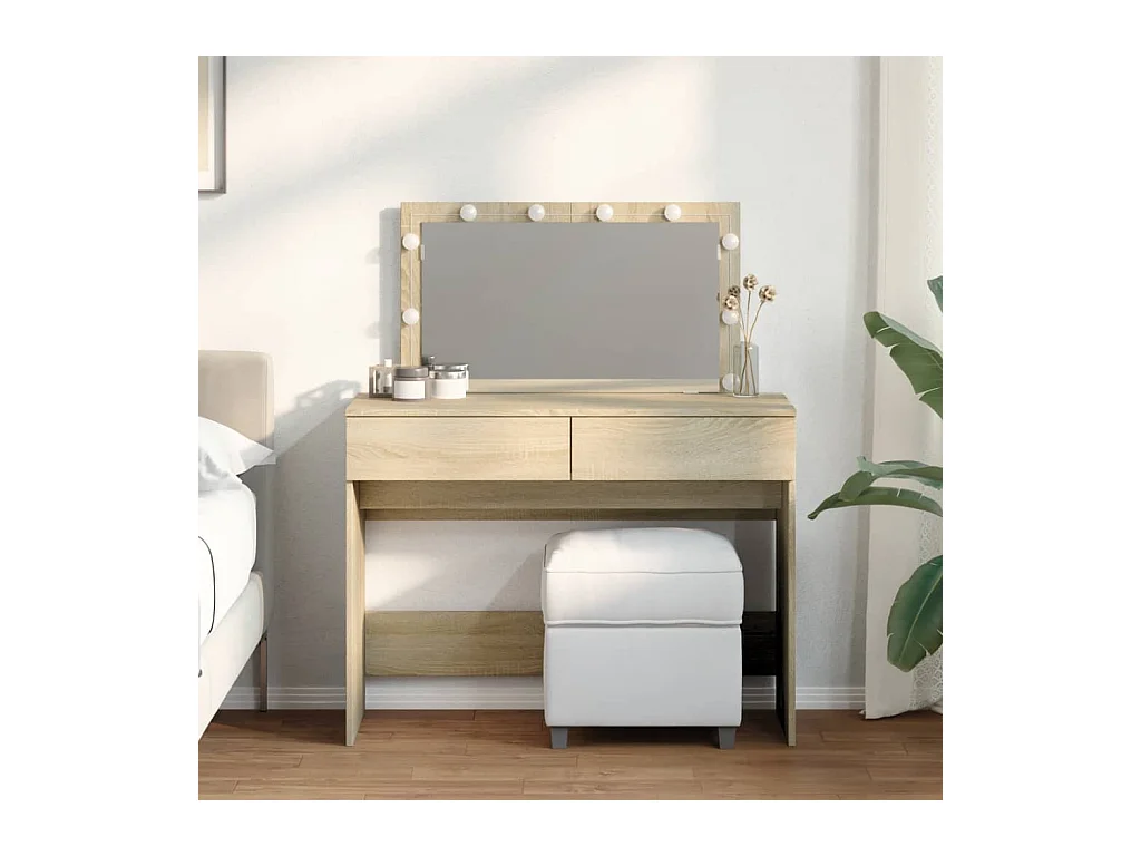 Coiffeuse avec LED chêne sonoma 100x40x120 cm FR749241