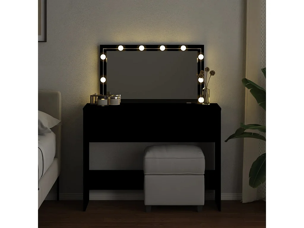 Coiffeuse avec LED noir 100x40x120 cm FR200610