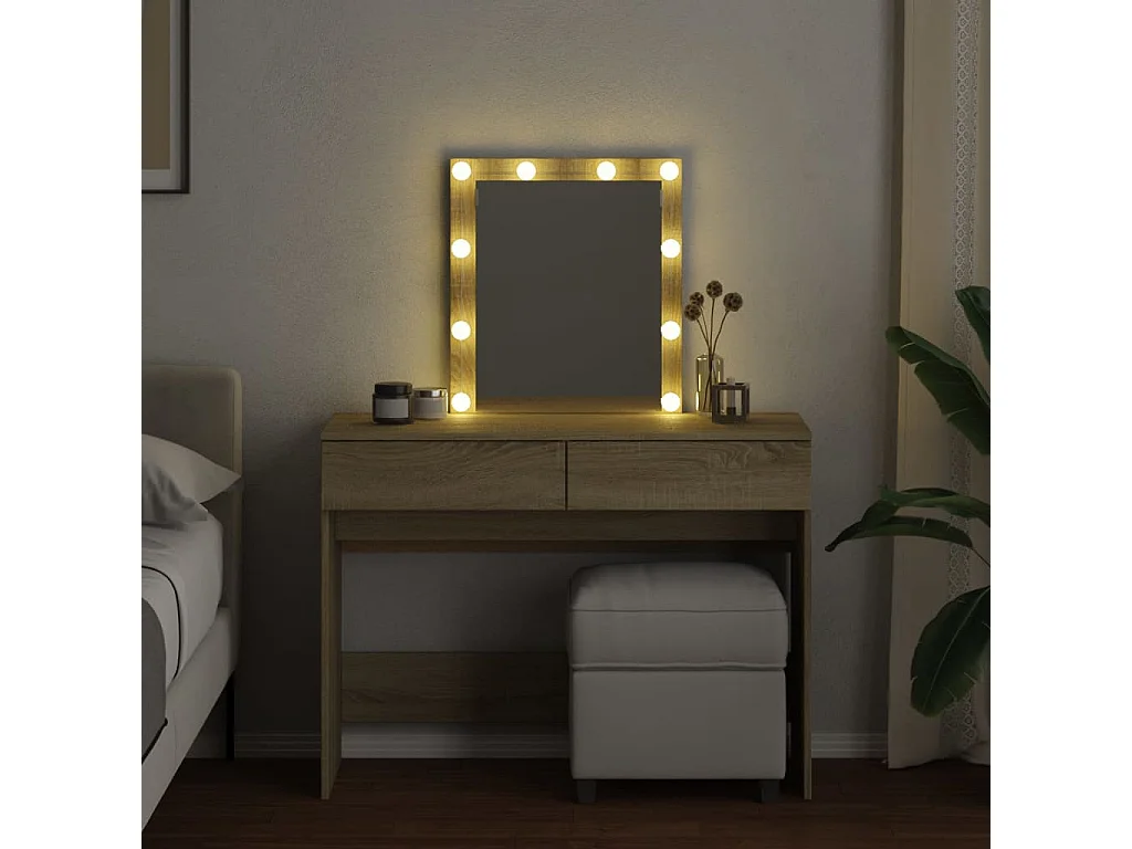 Coiffeuse avec LED chêne sonoma 100x40x130 cm FR735143
