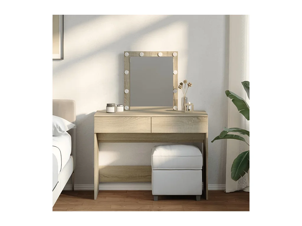 Coiffeuse avec LED chêne sonoma 100x40x130 cm FR735143