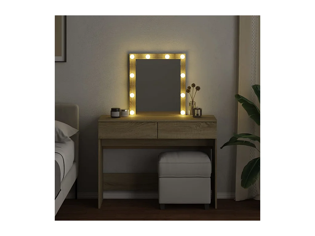 Coiffeuse avec LED chêne sonoma 100x40x130 cm FR735143