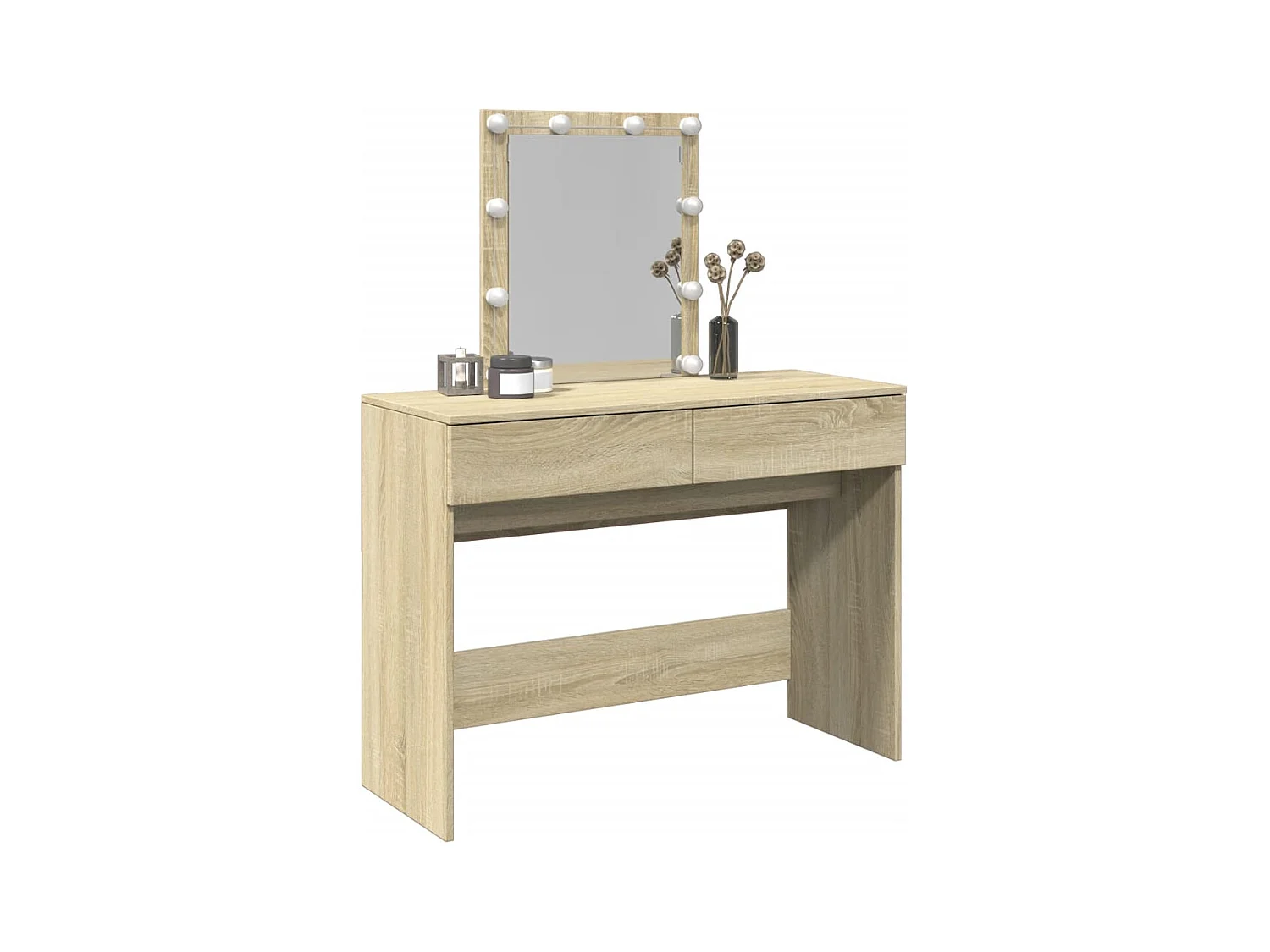 Coiffeuse avec LED chêne sonoma 100x40x130 cm FR735143