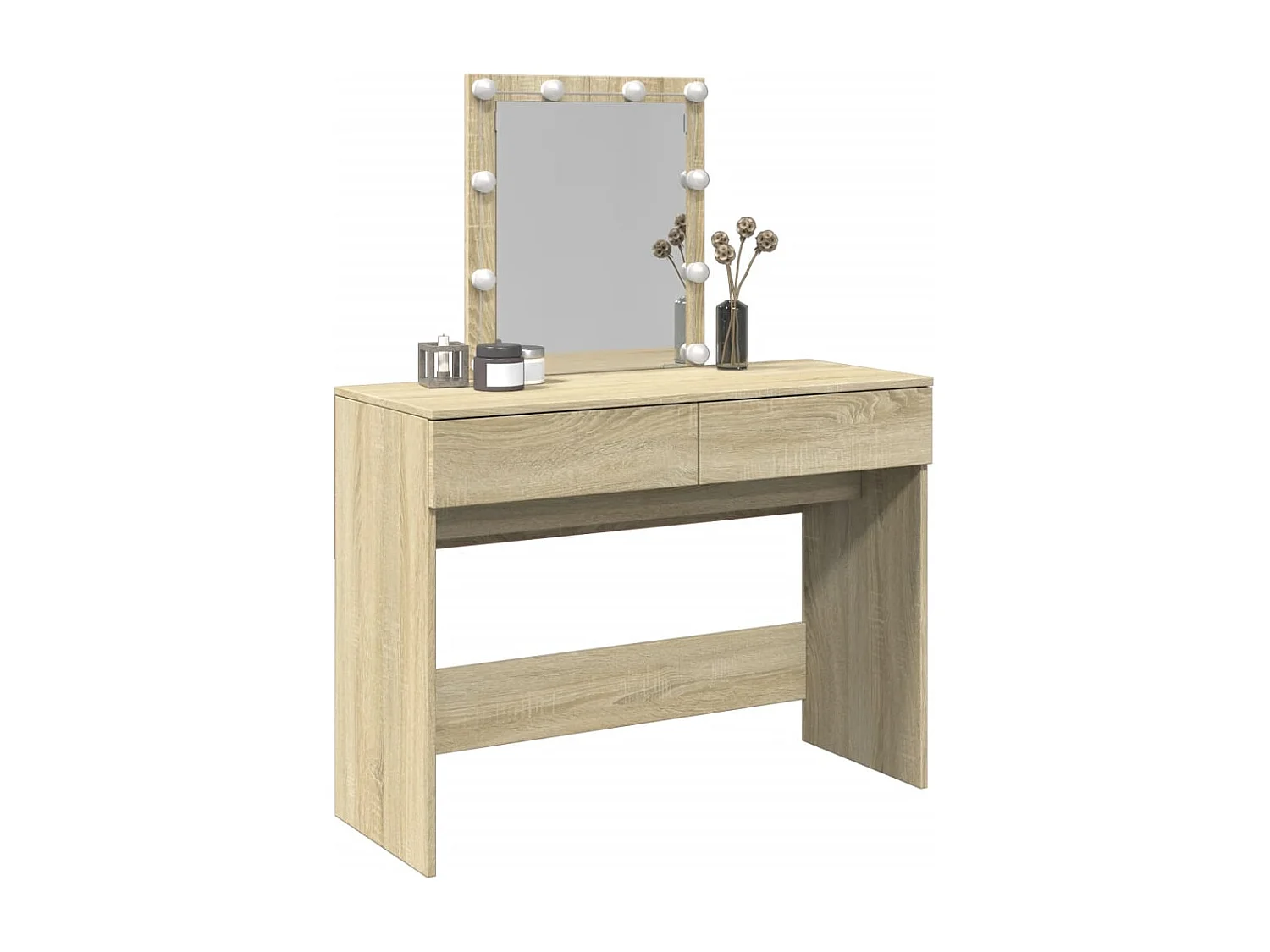 Kaptafel met LED-verlichting 100x40x130 cm sonoma eikenkleurig BE472236