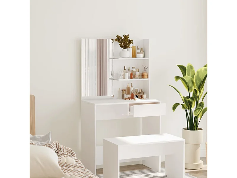 Coiffeuse avec miroir blanc 74,5x40x141 cm FR880500