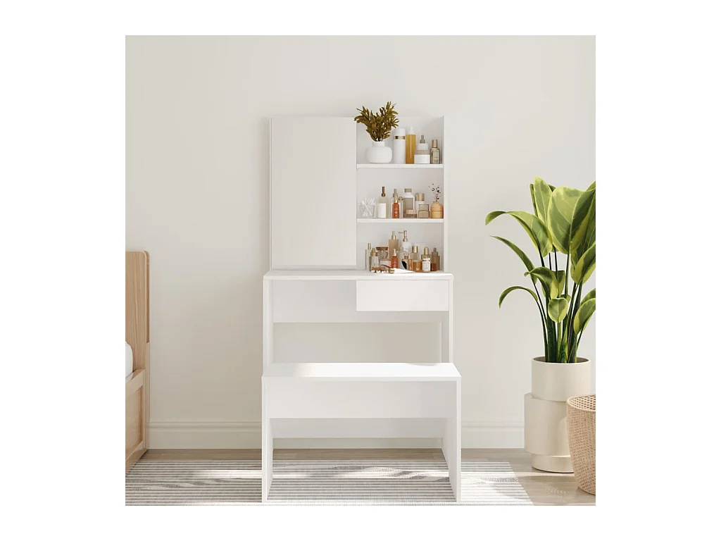 Coiffeuse avec miroir blanc 74,5x40x141 cm FR880500