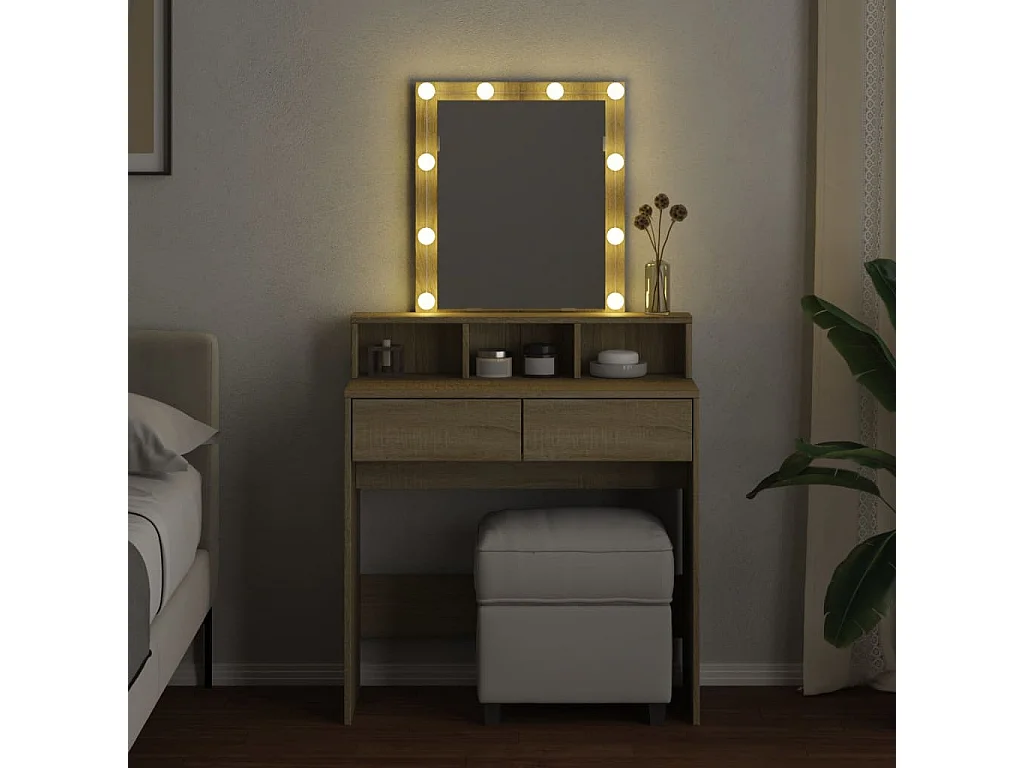 Kaptafel met LED 80x41x144,5 cm sonoma eikenkleurig BE310240