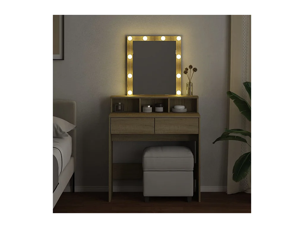 Coiffeuse avec LED chêne sonoma 80x41x144,5 cm FR305811