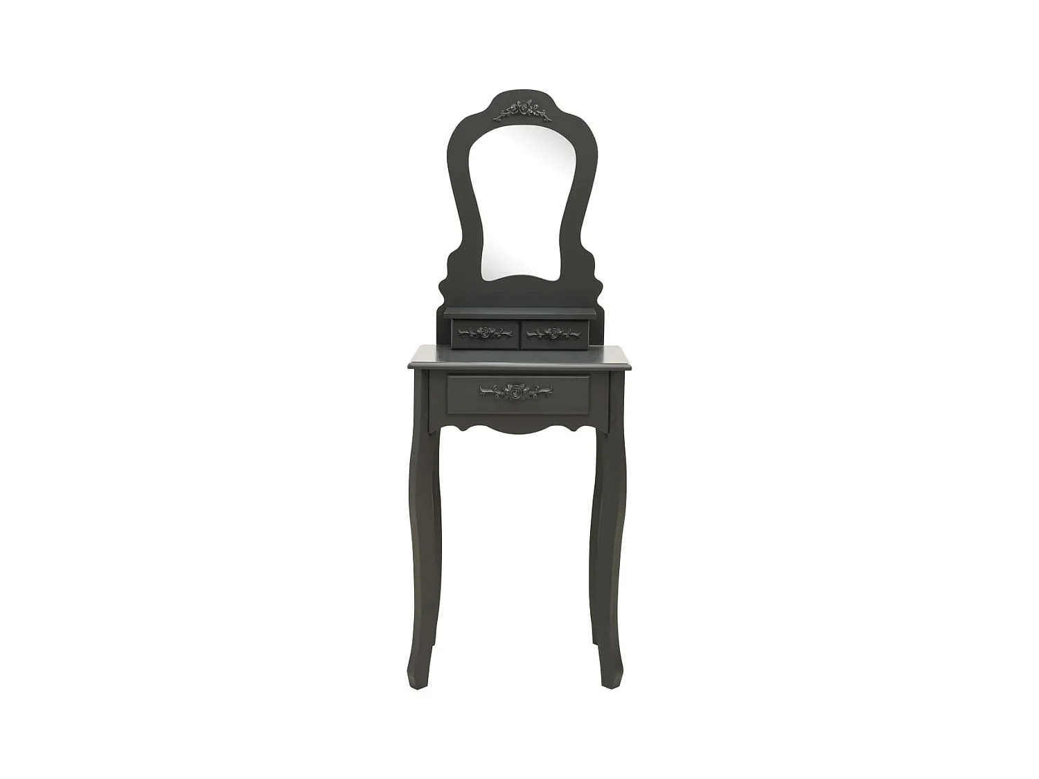 Ensemble de coiffeuse avec tabouret Gris 50x59x136 cm Paulownia FR187438