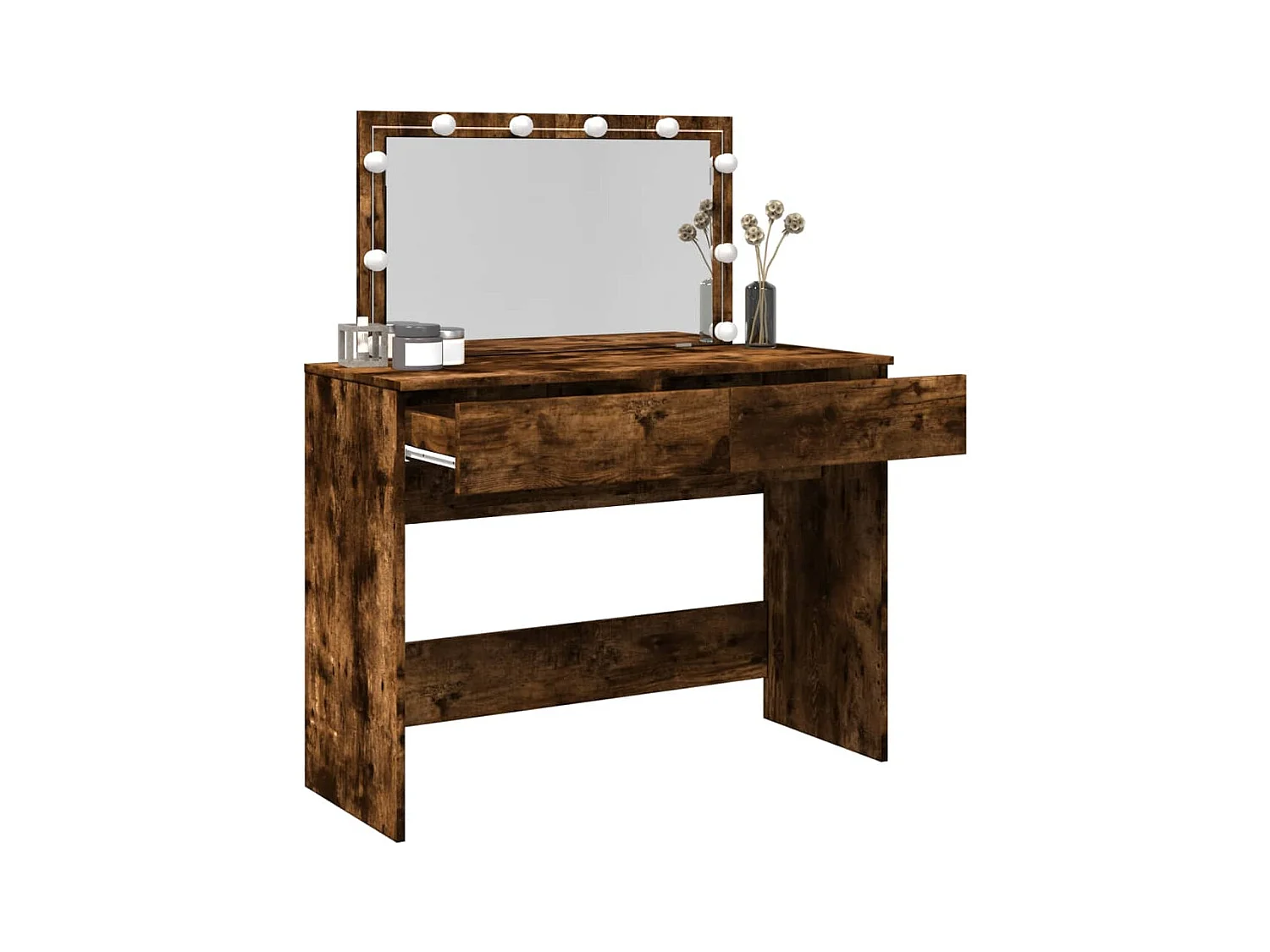 Coiffeuse avec LED chêne fumé 100x40x120 cm FR151206