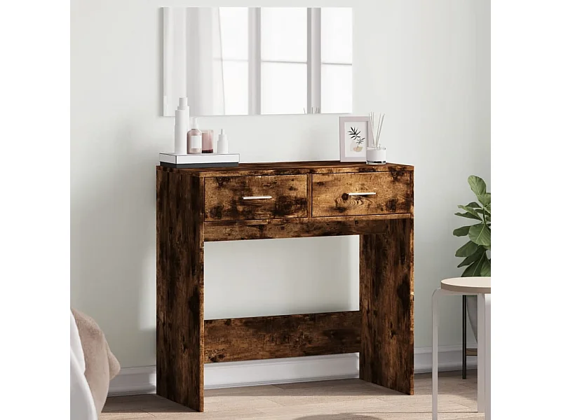 Kaptafel met spiegel 80x39x80 cm gerookt eikenkleurig BE952599