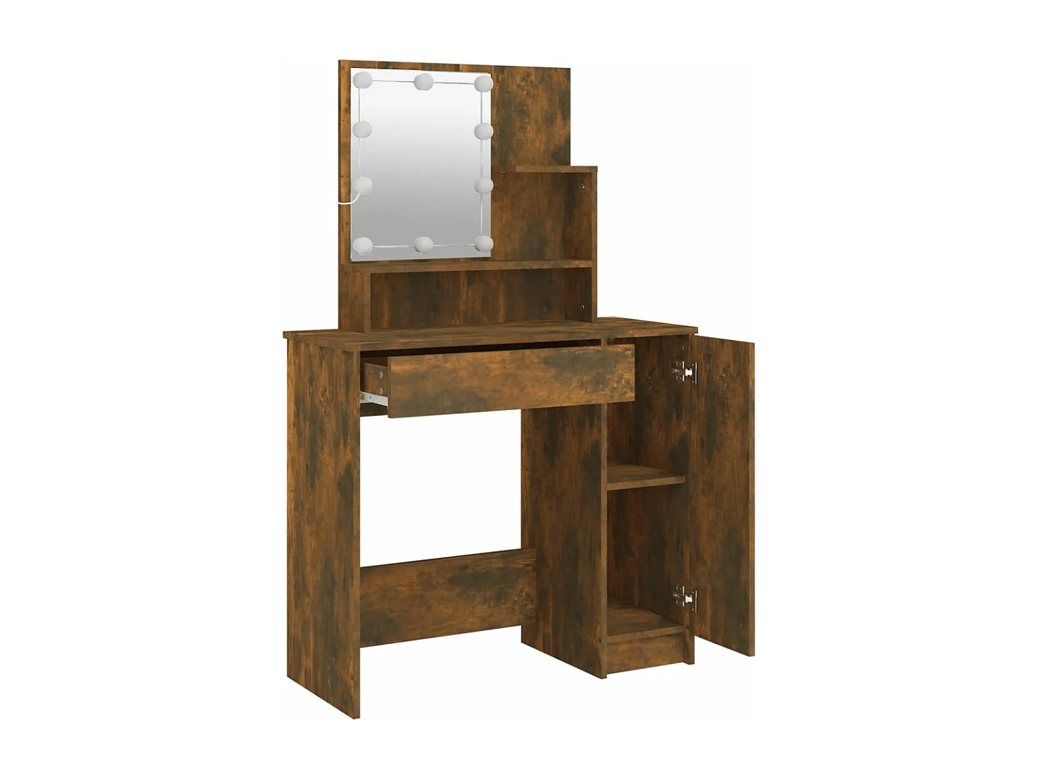 Coiffeuse avec LED Chêne fumé 86,5x35x136 cm FR872378