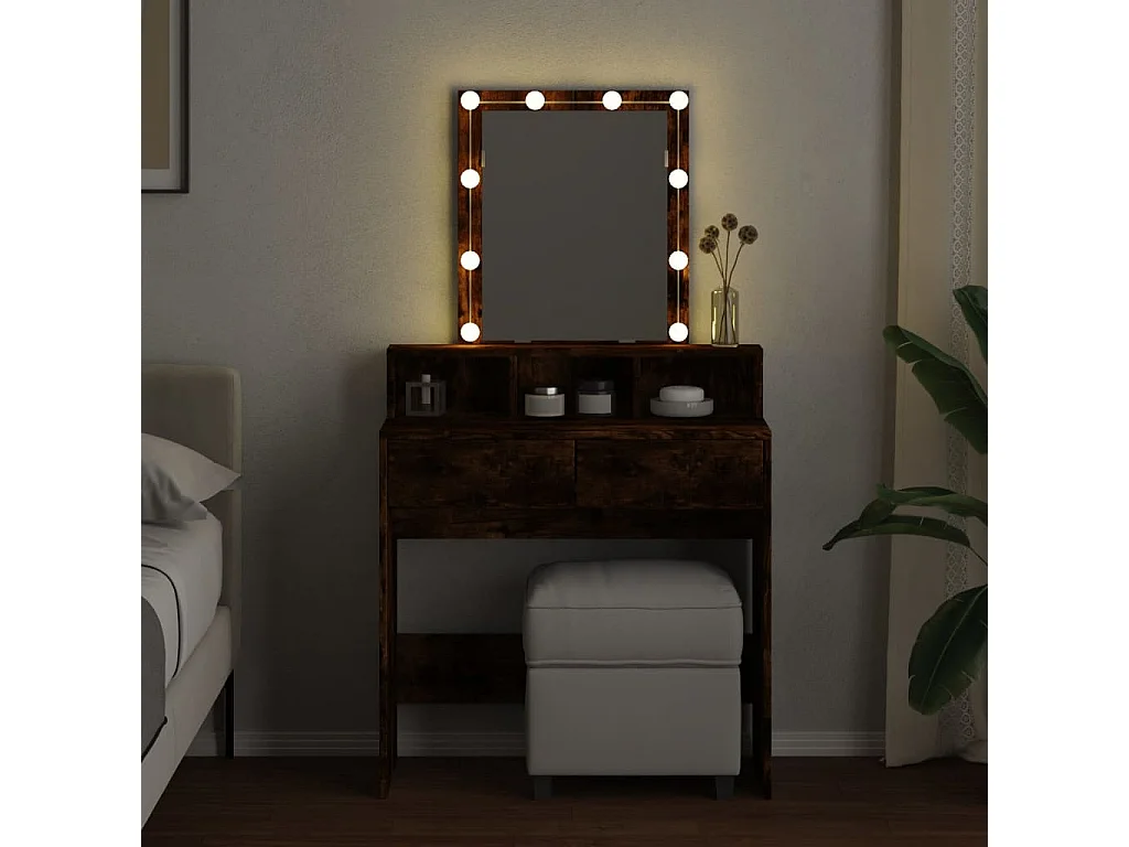 Toucador com LED 80x41x144,5 cm cor carvalho fumado PT886548