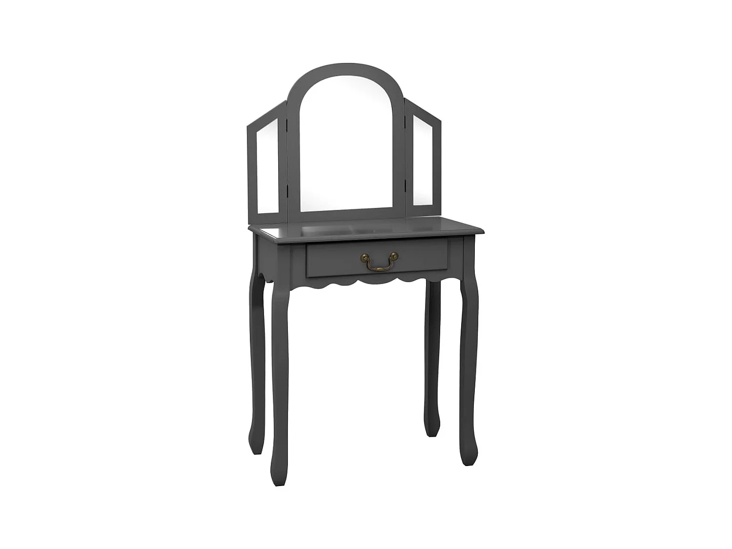 Toucador c/ banco 65x36x128 cm MDF e madeira paulownia cinzento PT704667