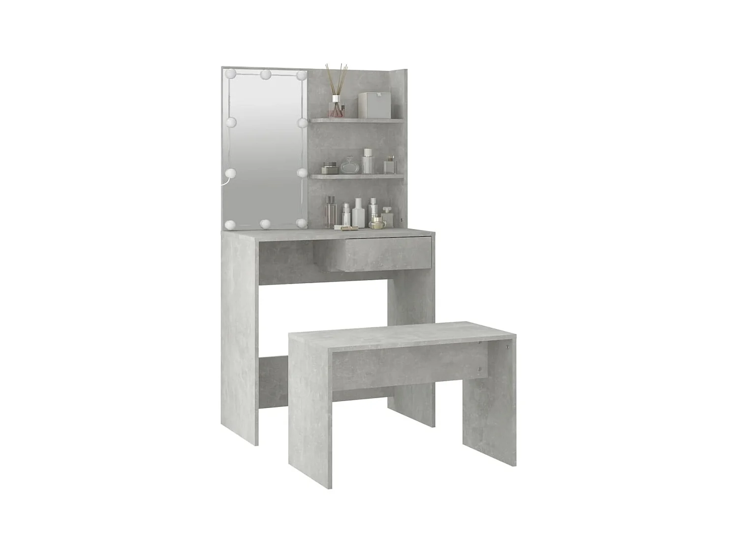 Ensemble de coiffeuse avec LED Gris béton Bois d'ingénierie FR516256