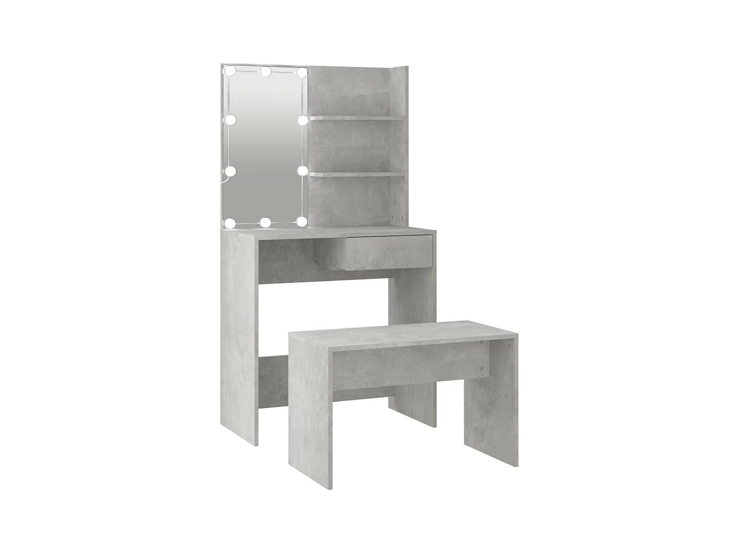 Ensemble de coiffeuse avec LED Gris béton Bois d'ingénierie FR516256