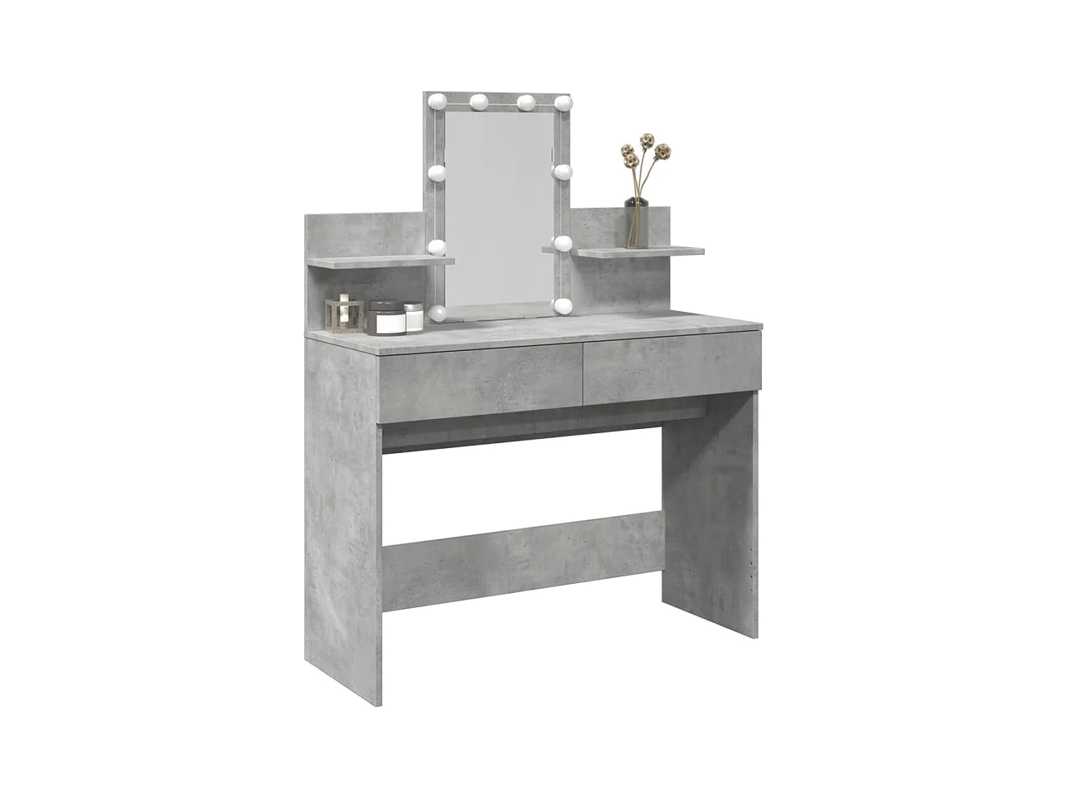 Coiffeuse avec LED gris béton 100x40x130 cm FR266358