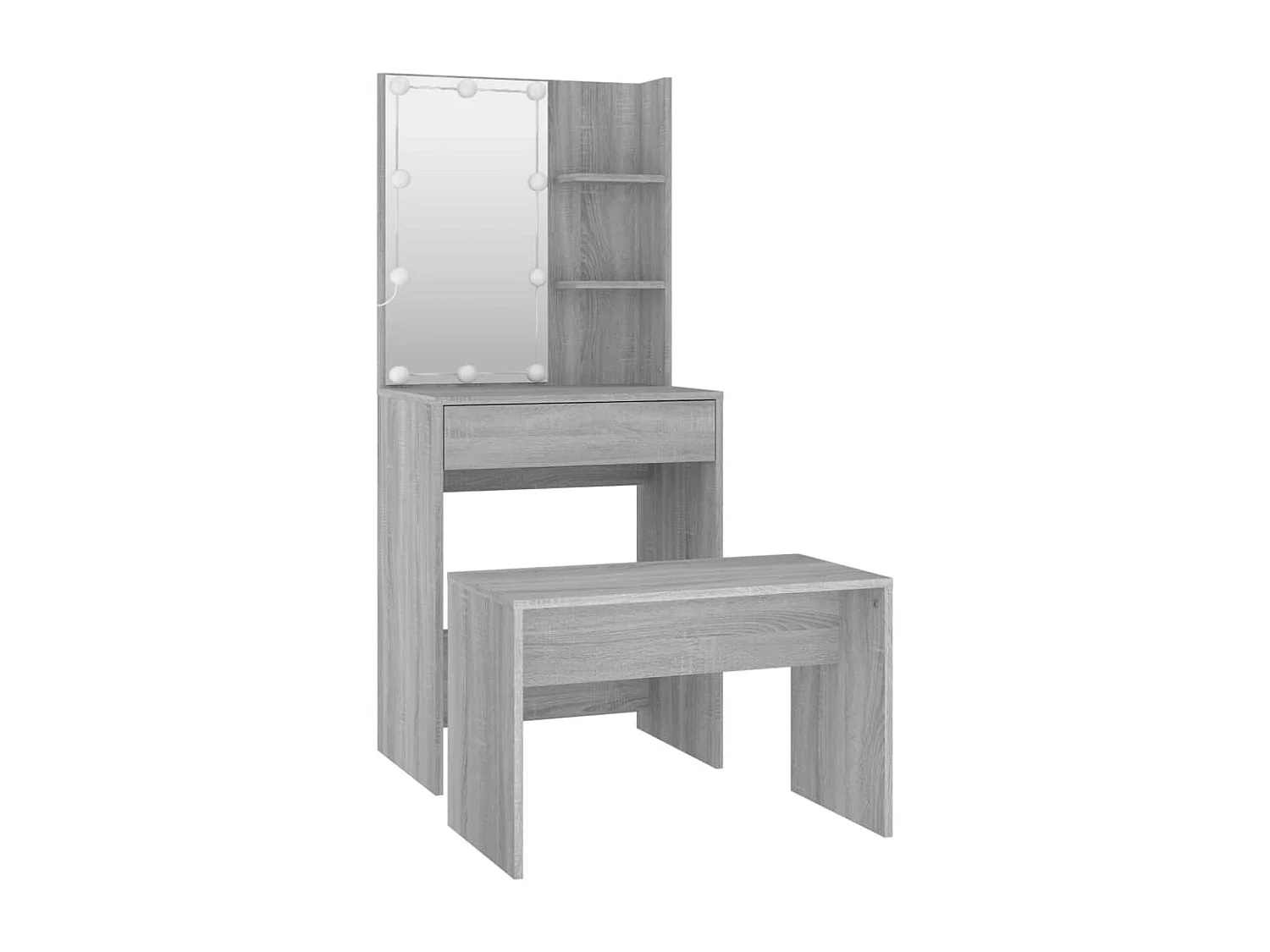 Ensemble de coiffeuse avec LED Sonoma gris Bois d'ingénierie FR467570