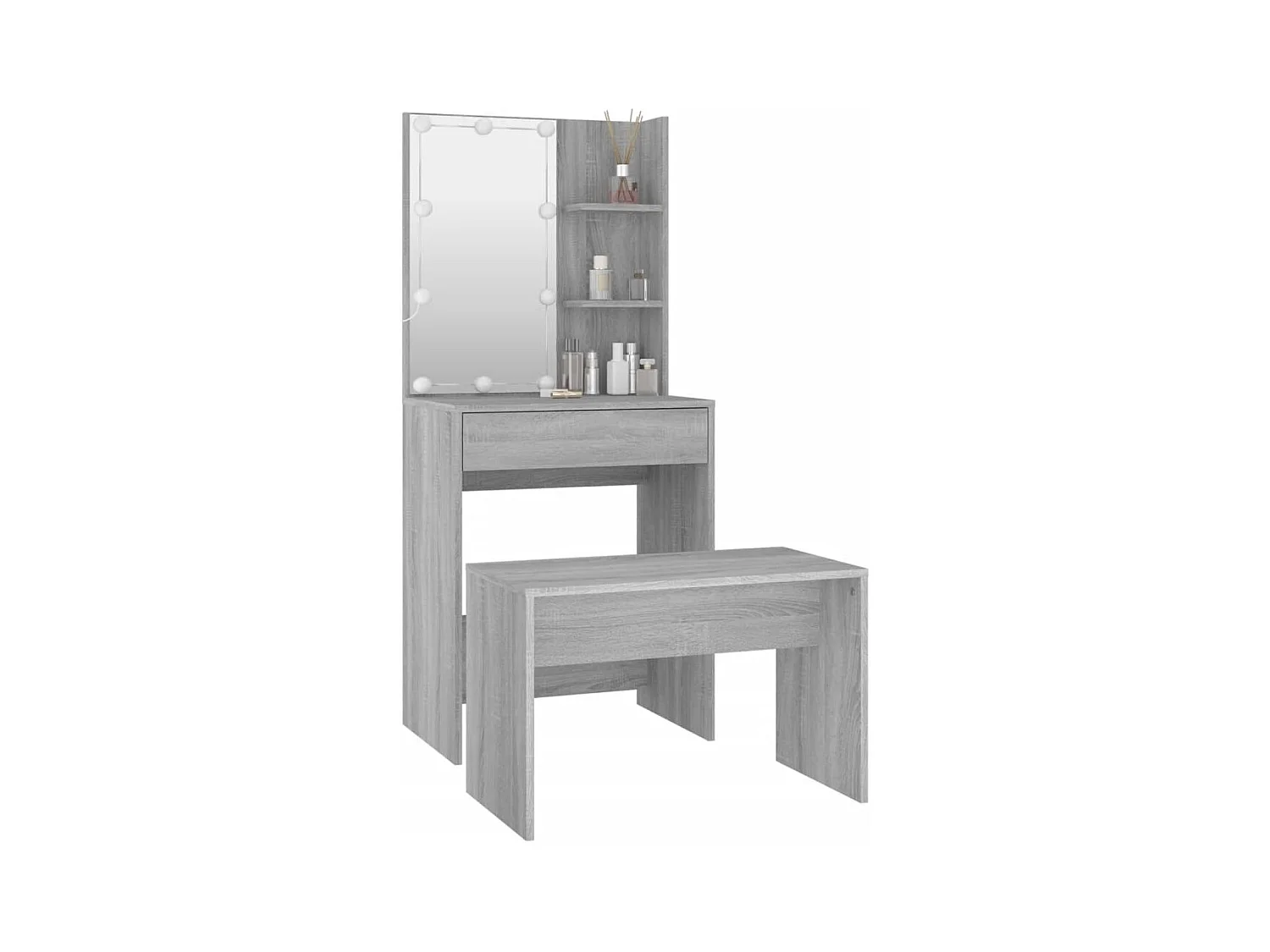 Ensemble de coiffeuse avec LED Sonoma gris Bois d'ingénierie FR467570